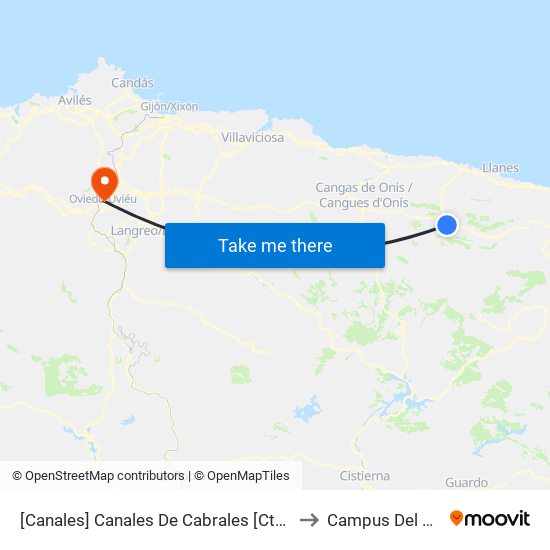 [Canales]  Canales De Cabrales [Cta 03649] to Campus Del Milán map