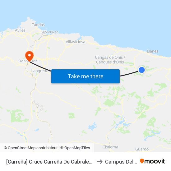 [Carreña]  Cruce Carreña De Cabrales [Cta 03656] to Campus Del Milán map