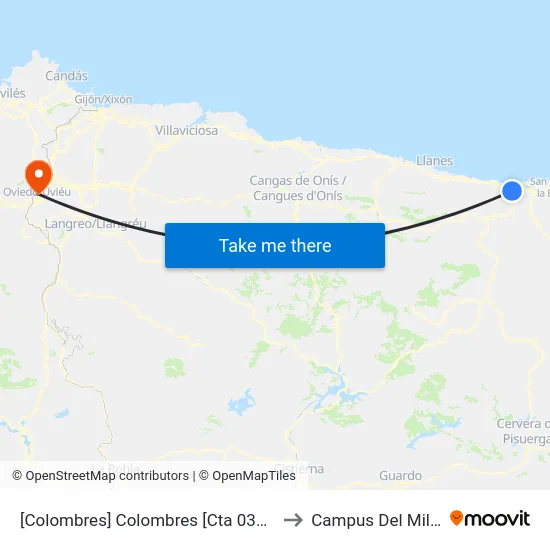 [Colombres]  Colombres [Cta 03817] to Campus Del Milán map