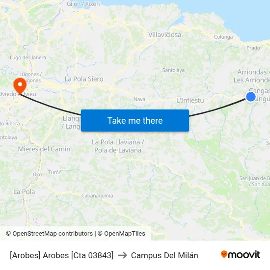 [Arobes]  Arobes [Cta 03843] to Campus Del Milán map