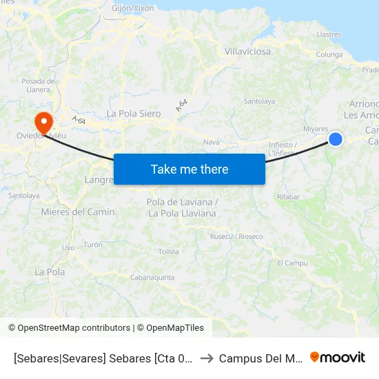 [Sebares|Sevares]  Sebares [Cta 03857] to Campus Del Milán map