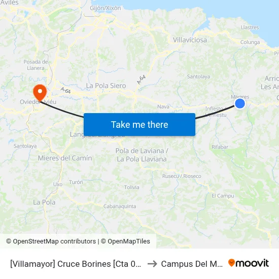 [Villamayor]  Cruce Borines [Cta 03862] to Campus Del Milán map