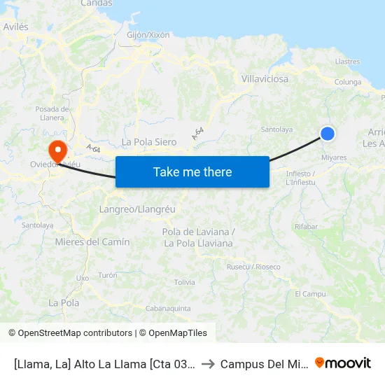 [Llama, La]  Alto La Llama [Cta 03890] to Campus Del Milán map