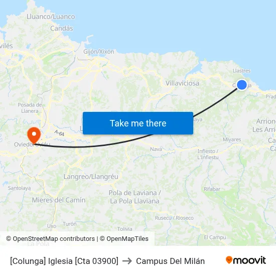 [Colunga]  Iglesia [Cta 03900] to Campus Del Milán map