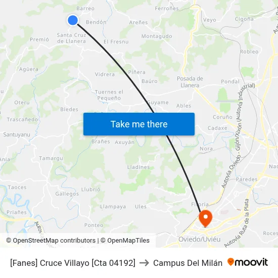 [Fanes]  Cruce Villayo [Cta 04192] to Campus Del Milán map