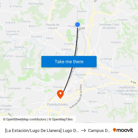 [La Estación/Lugo De Llanera]  Lugo De Llanera [Cta 04233] to Campus Del Milán map