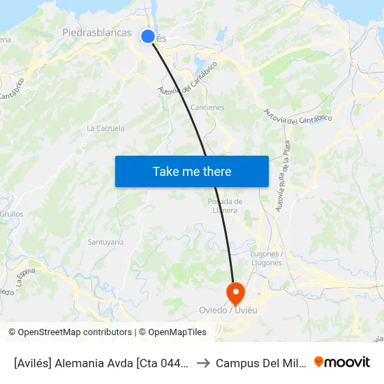 [Avilés]  Alemania Avda [Cta 04479] to Campus Del Milán map