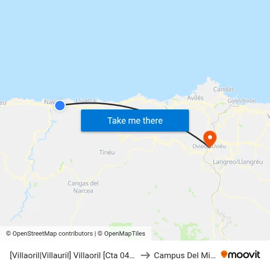 [Villaoril|Villauril]  Villaoril [Cta 04519] to Campus Del Milán map