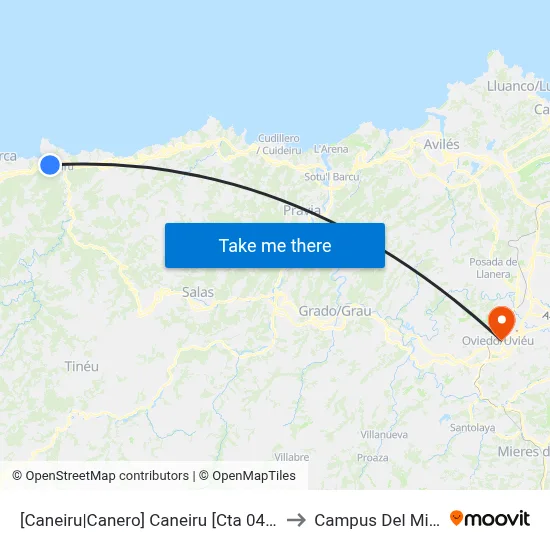 [Caneiru|Canero]  Caneiru [Cta 04559] to Campus Del Milán map