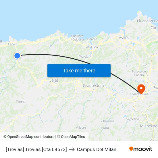 [Trevías]  Trevías [Cta 04573] to Campus Del Milán map