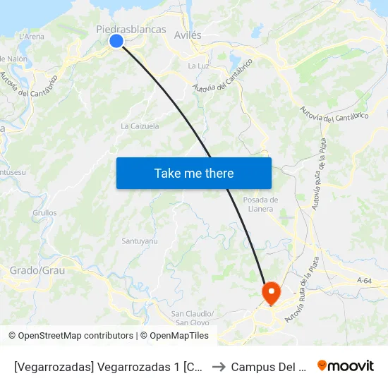 [Vegarrozadas]  Vegarrozadas 1 [Cta 04595] to Campus Del Milán map
