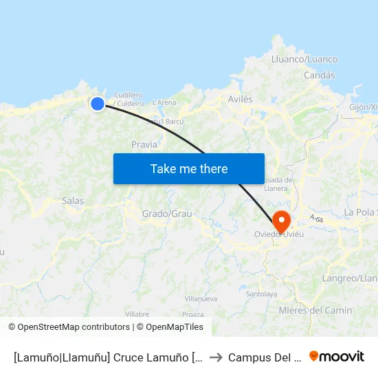 [Lamuño|Llamuñu]  Cruce Lamuño [Cta 05169] to Campus Del Milán map
