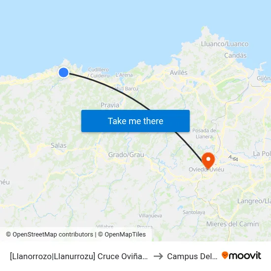 [Llanorrozo|Llanurrozu]  Cruce Oviñana [Cta 05171] to Campus Del Milán map