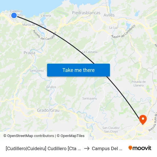 [Cudillero|Cuideiru]  Cudillero [Cta 05280] to Campus Del Milán map