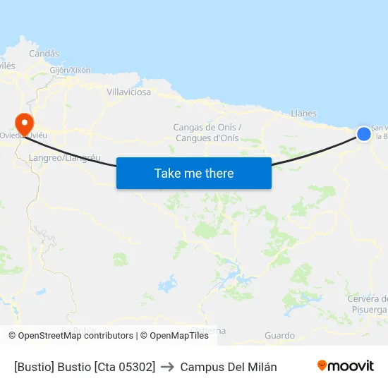 [Bustio]  Bustio [Cta 05302] to Campus Del Milán map