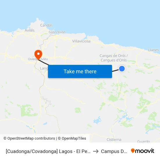 [Cuadonga/Covadonga]  Lagos - El Peregrino [Cta 21424] to Campus Del Milán map
