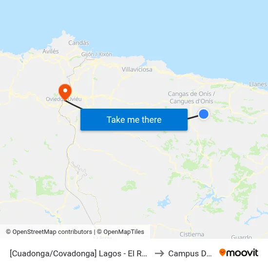 [Cuadonga/Covadonga]  Lagos - El Repelao [Cta 21425] to Campus Del Milán map