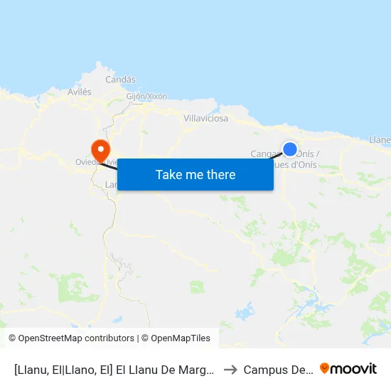[Llanu, El|Llano, El]  El Llanu De Margolles [Cta 05452] to Campus Del Milán map