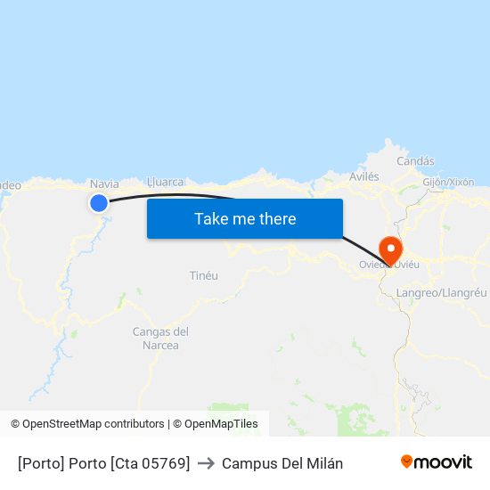 [Porto]  Porto [Cta 05769] to Campus Del Milán map
