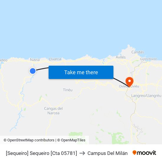 [Sequeiro]  Sequeiro [Cta 05781] to Campus Del Milán map