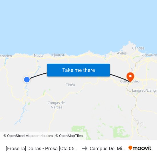 [Froseira]  Doiras - Presa [Cta 05821] to Campus Del Milán map