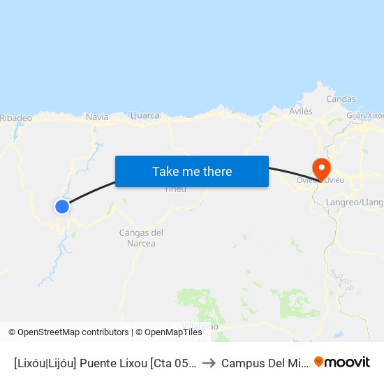 [Lixóu|Lijóu]  Puente Lixou [Cta 05843] to Campus Del Milán map