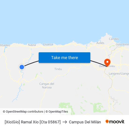 [Xío|Gío]  Ramal Xío [Cta 05867] to Campus Del Milán map