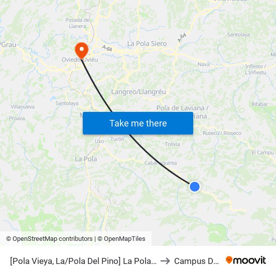 [Pola Vieya, La/Pola Del Pino]  La Pola Vieya [Cta 05887] to Campus Del Milán map