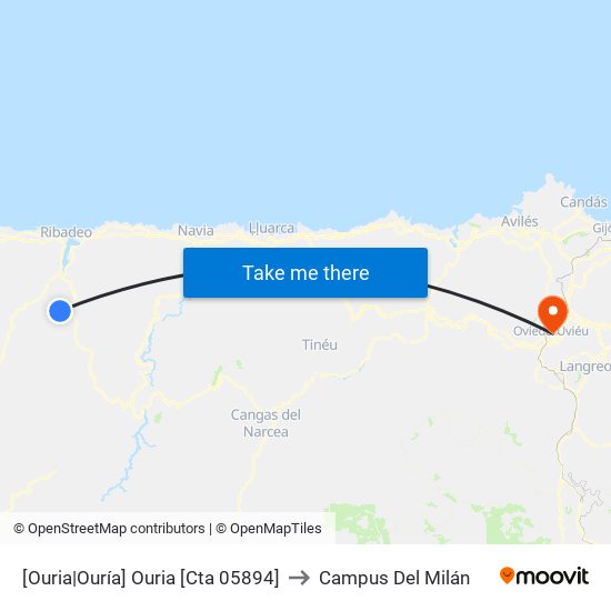 [Ouria|Ouría]  Ouria [Cta 05894] to Campus Del Milán map