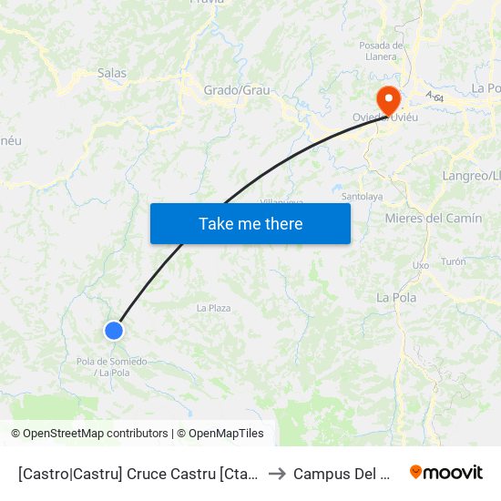 [Castro|Castru]  Cruce Castru [Cta 5982] to Campus Del Milán map