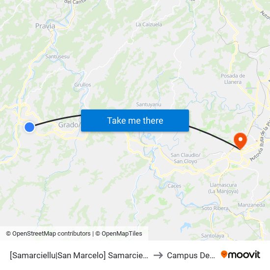 [Samarciellu|San Marcelo]  Samarciellu [Cta 06027] to Campus Del Milán map
