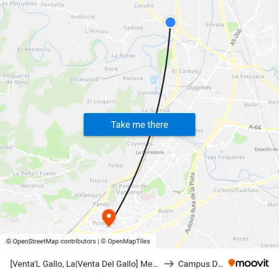 [Venta'L Gallo, La|Venta Del Gallo]  Mercasturias [Cta 06079] to Campus Del Milán map