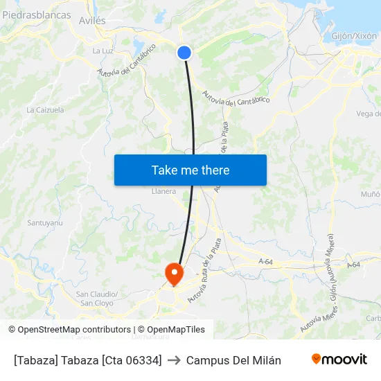 [Tabaza]  Tabaza [Cta 06334] to Campus Del Milán map