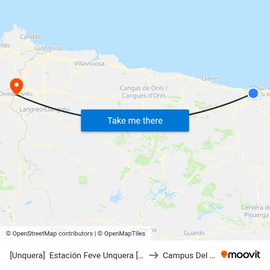 [Unquera]  Estación Feve Unquera [Cta 07179] to Campus Del Milán map