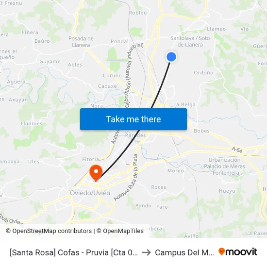 [Santa Rosa]  Cofas - Pruvia [Cta 07302] to Campus Del Milán map