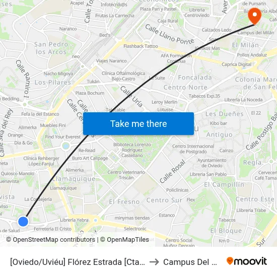 [Oviedo/Uviéu]  Flórez Estrada [Cta 07402] to Campus Del Milán map
