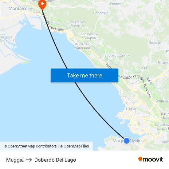 Muggia to Doberdò Del Lago map