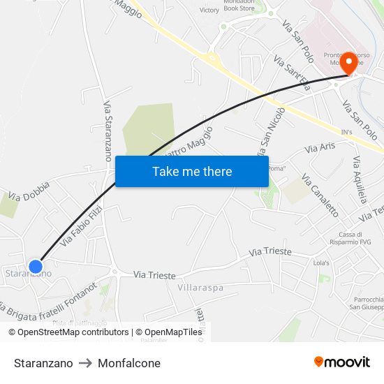 Staranzano to Monfalcone map