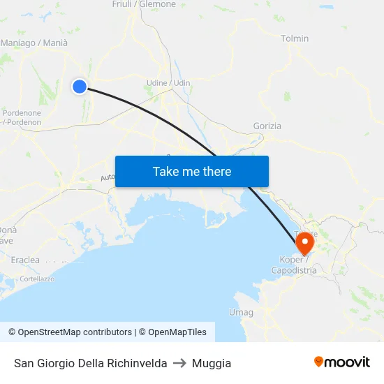 San Giorgio della Richinvelda to Muggia map