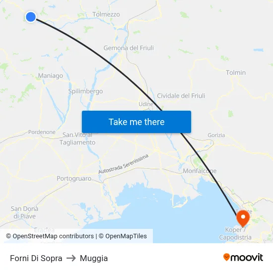 Forni Di Sopra to Muggia map