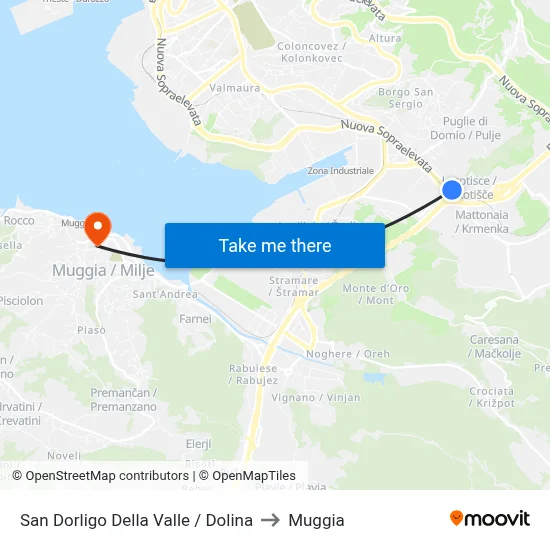 San Dorligo della Valle / Dolina to Muggia map