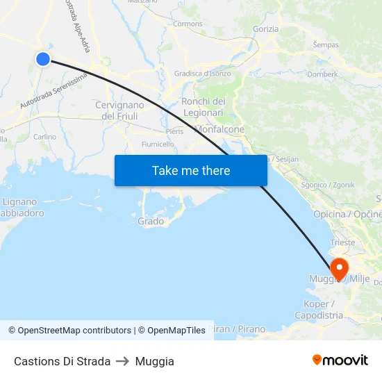 Castions Di Strada to Muggia map