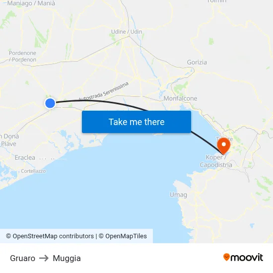 Gruaro to Muggia map