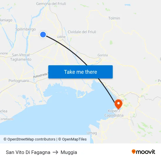 San Vito di Fagagna to Muggia map