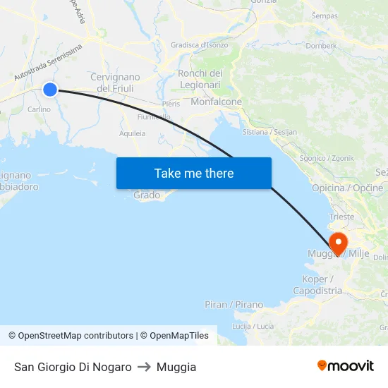 San Giorgio Di Nogaro to Muggia map