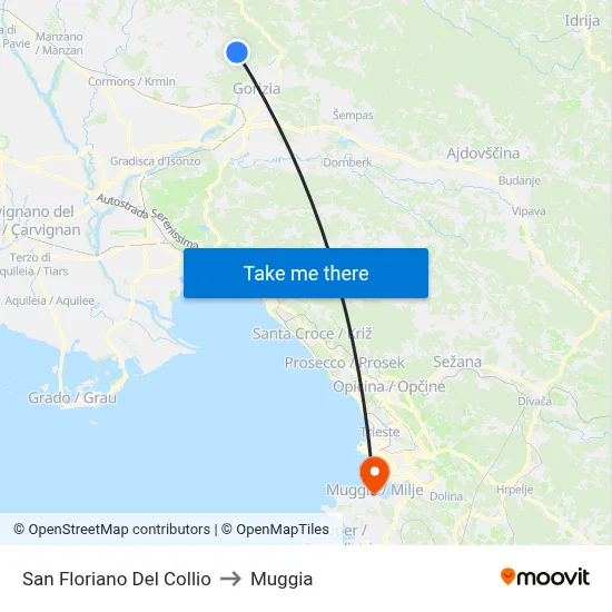 San Floriano del Collio to Muggia map