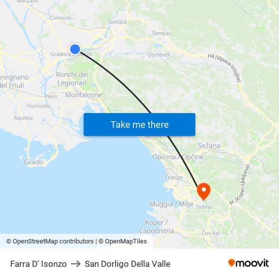 Farra D' Isonzo to Farra D' Isonzo map