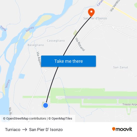 Turriaco to San Pier D' Isonzo map