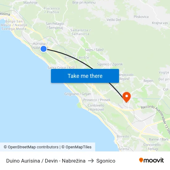 Duino Aurisina / Devin - Nabrežina to Sgonico map