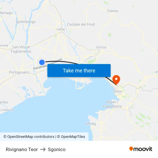 Rivignano Teor to Sgonico map